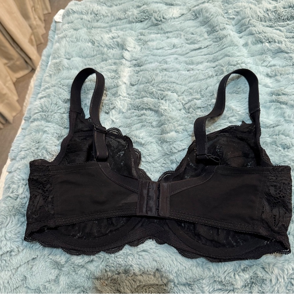 Paramour by Felina Unlined Black Lace Bra with Underwire Support Size 36 DDD - Picture 2 of 8
